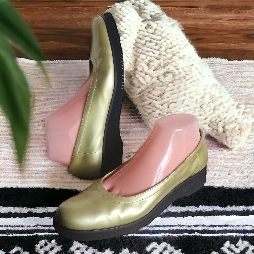Metallic Olive Green Women's Comfort Wedge Flats